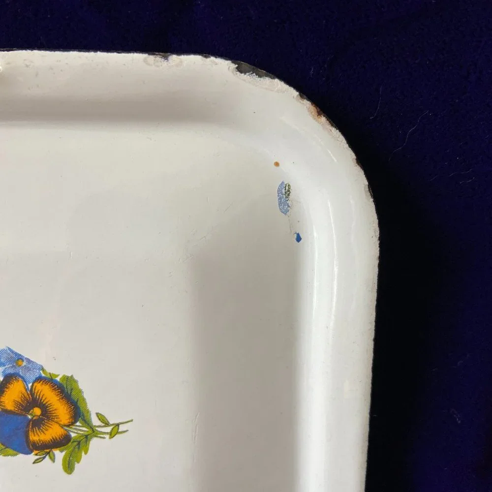 Vintage Russia Metal Enamelware refrigerator Box Lid